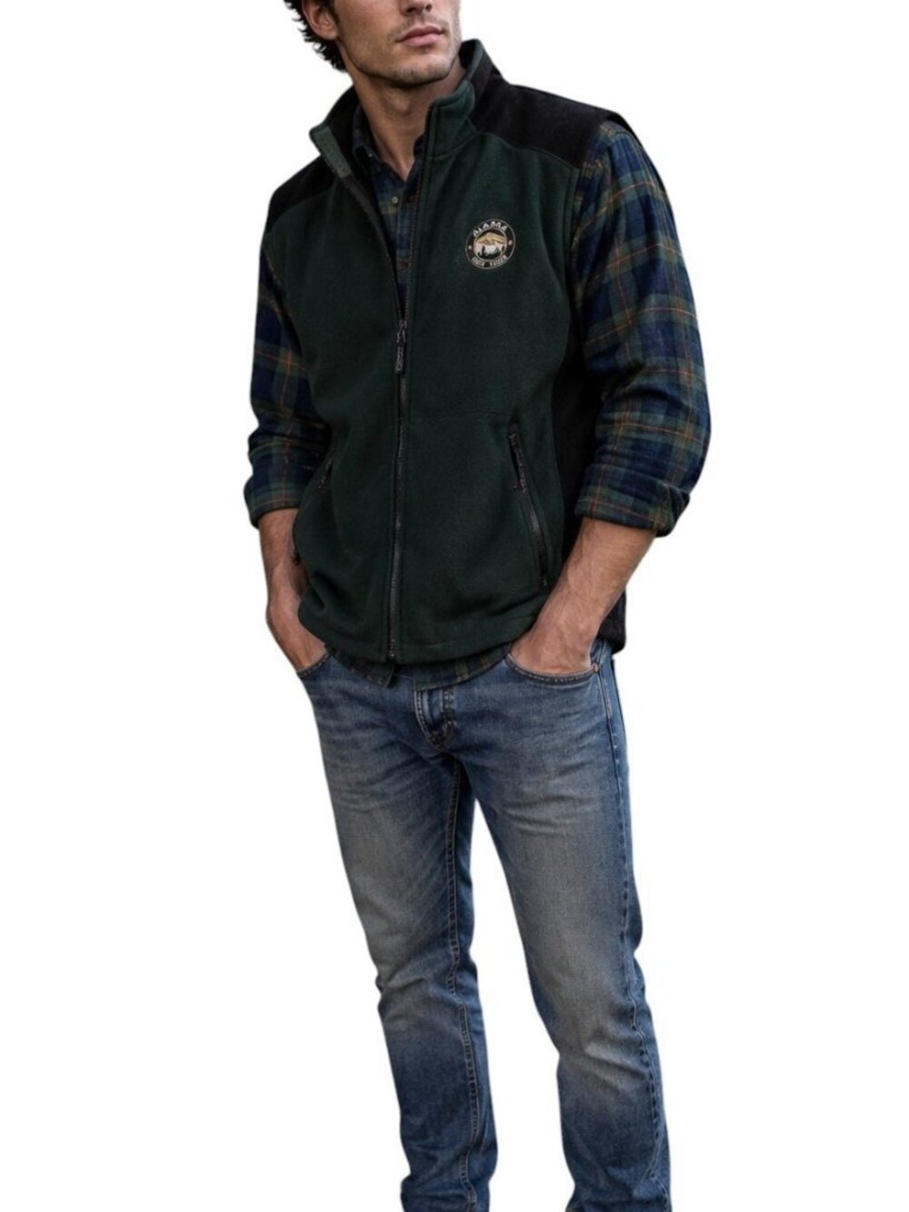 Vintage 90s Alaska Polar Fleece Vest Chest Patch Men’s L Alaska Green GORP